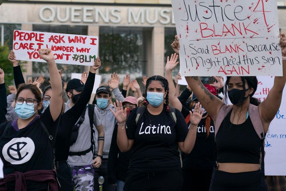 Demonstrators demanding justice for George Floyd and others