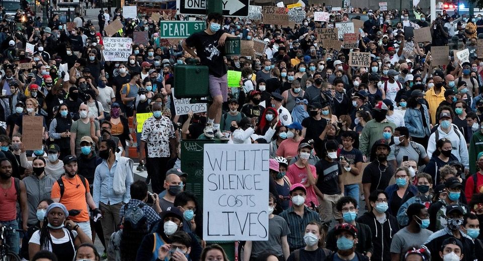 Demonstrators demanding justice for George Floyd and others