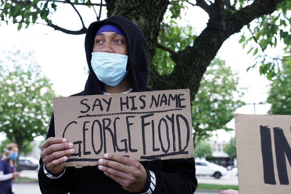Peaceful demonstrators seeking justice for George Floyd who