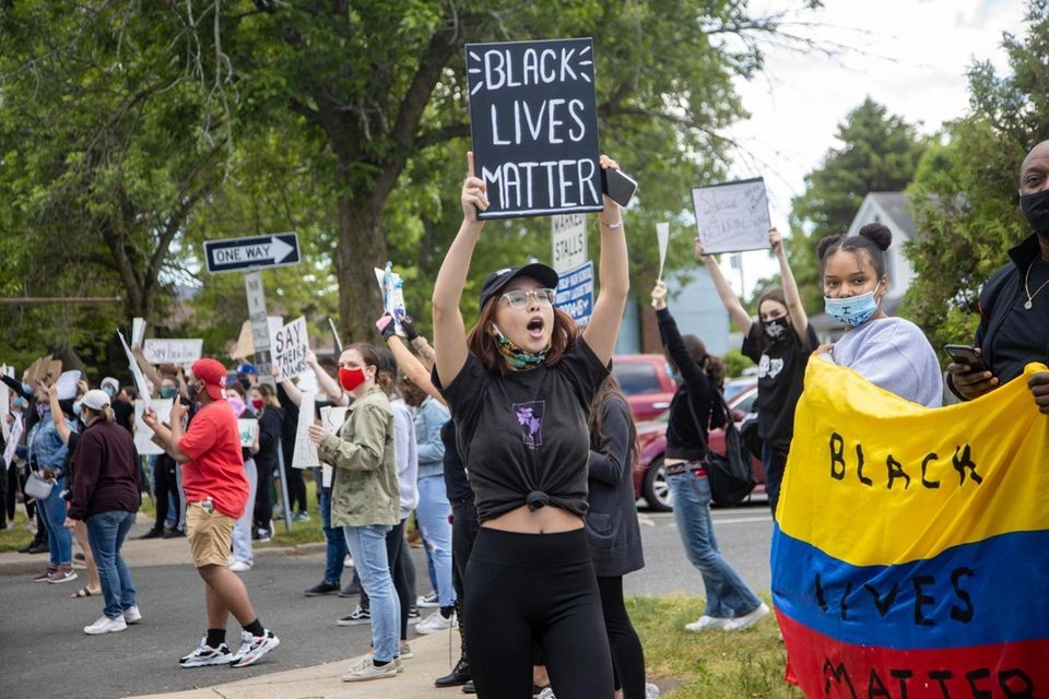 Demonstrators demanding justice for George Floyd and others