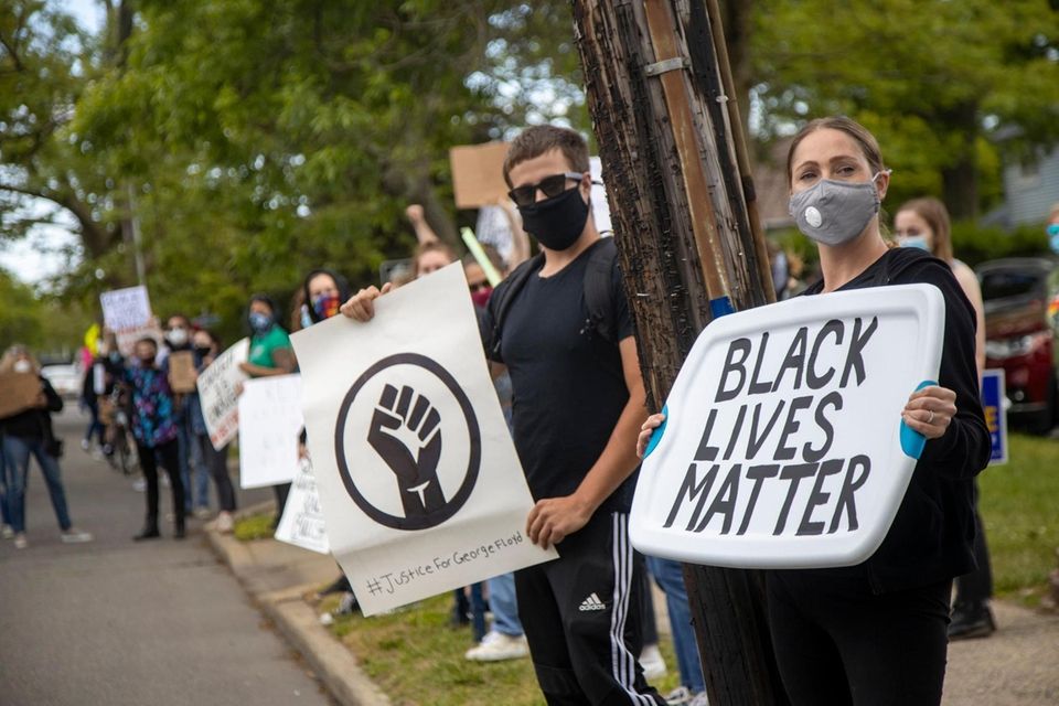 Demonstrators demanding justice for George Floyd and others