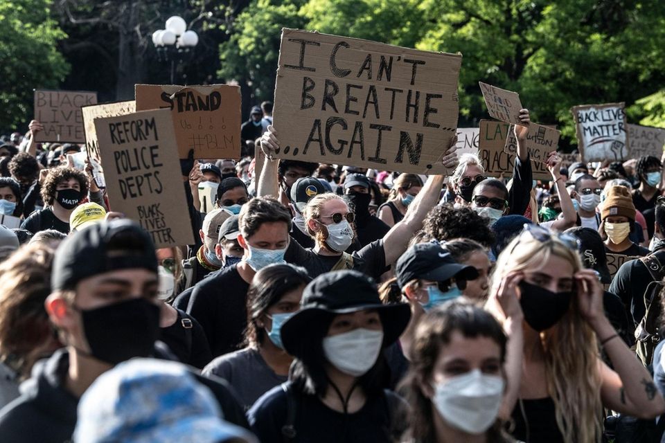 Protestors during a solidarity rally for George Floyd,