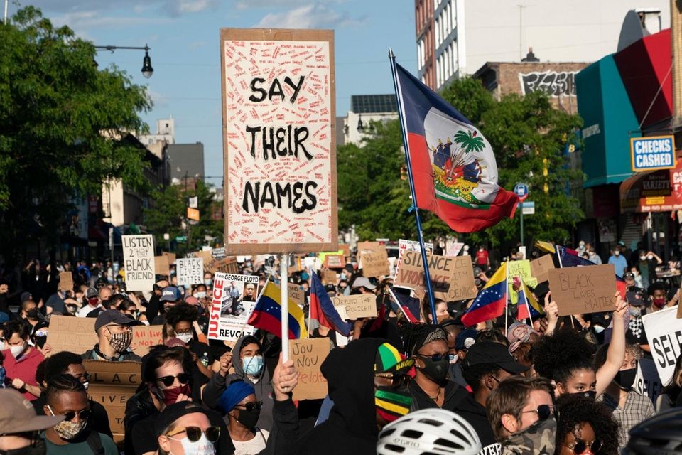 Demonstrators demanding justice for George Floyd and others