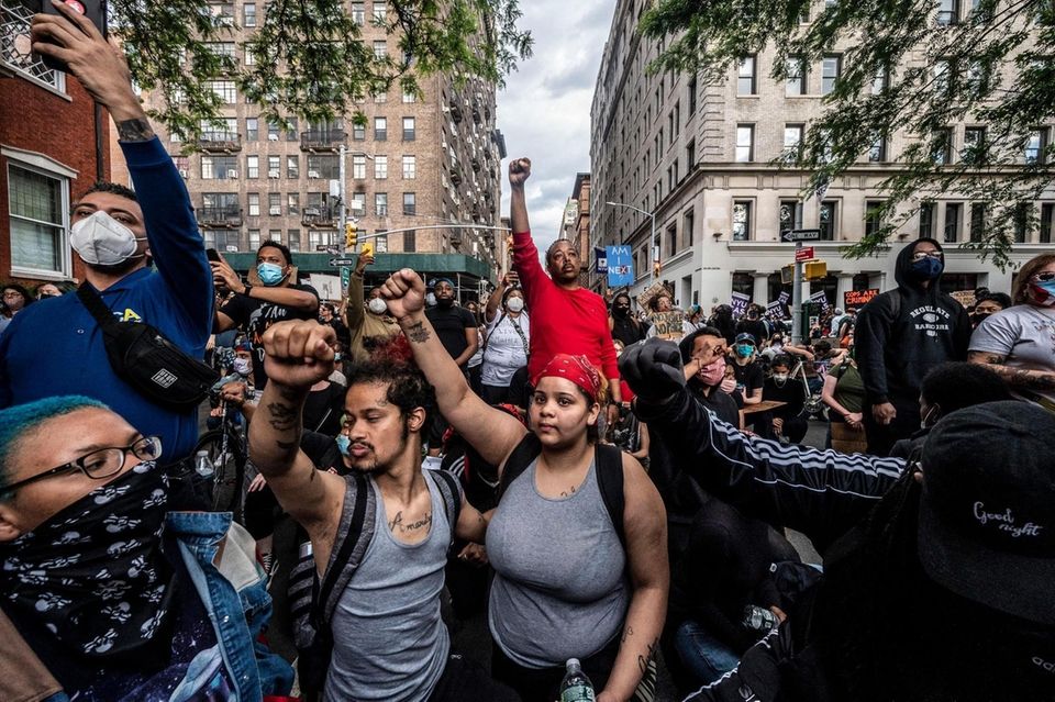 Protestors during a solidarity rally for George Floyd,