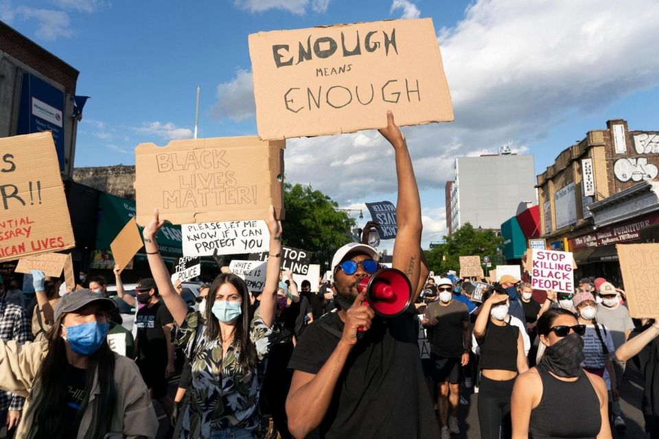 Demonstrators demanding justice for George Floyd and others