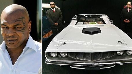 Left: Former heavyweight boxing champion Mike Tyson leaves
