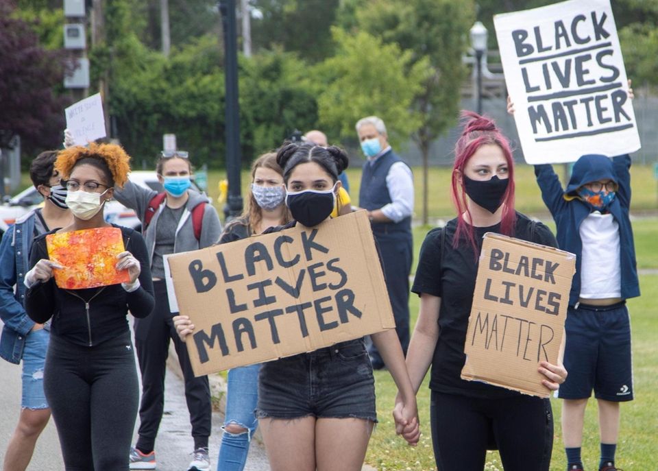 Demonstrators demanding justice for George Floyd and others