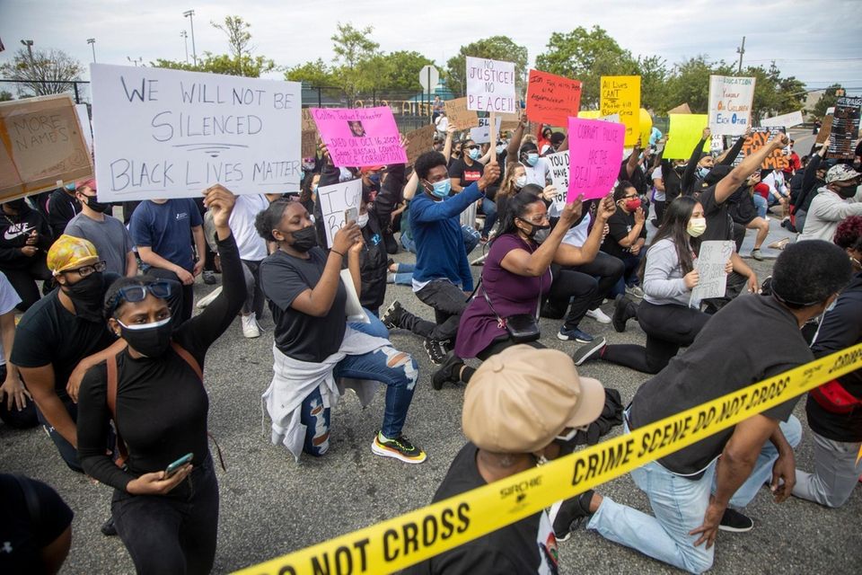 Demonstrators demanding justice for George Floyd and others