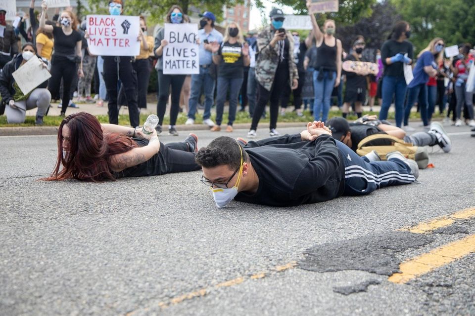 Demonstrators demanding justice for George Floyd and others