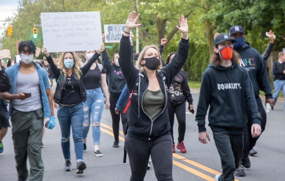 Demonstrators demanding justice for George Floyd and others