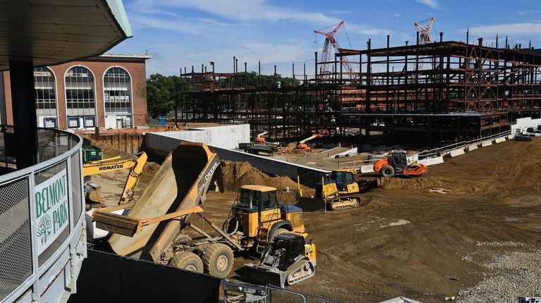 Construction continues on the new Islanders arena on