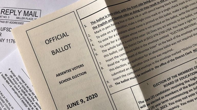 An official Suffolk County Absentee Voters school elections
