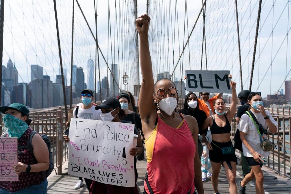 Demonstrators demanding justice for George Floyd and other