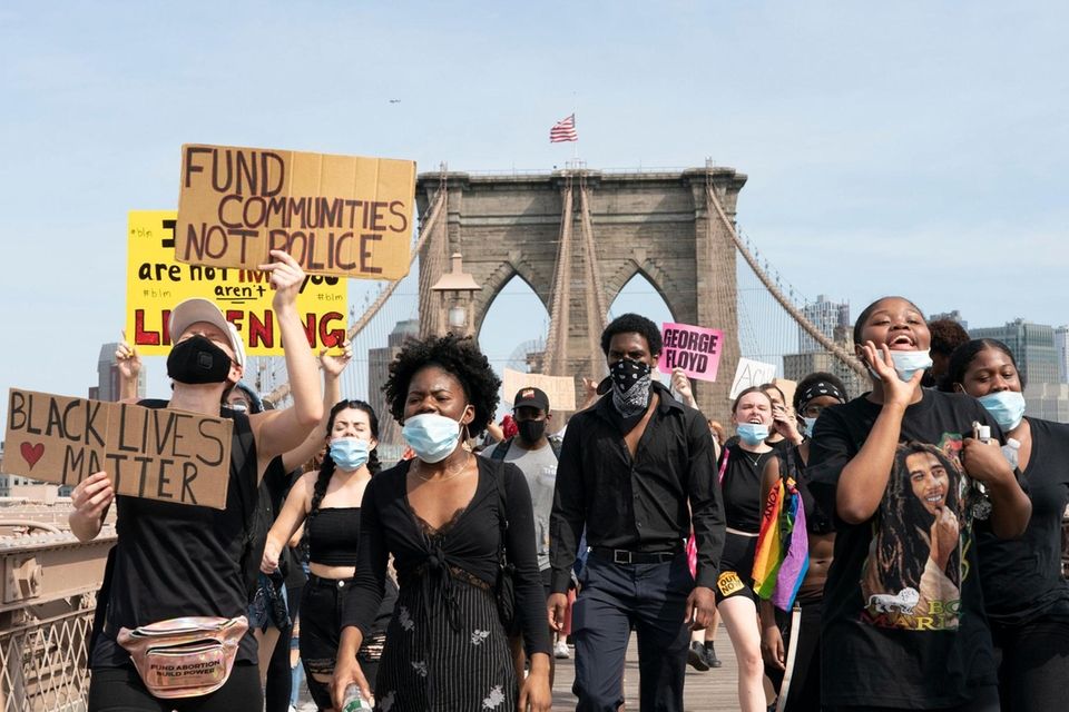 Demonstrators demanding justice for George Floyd and other