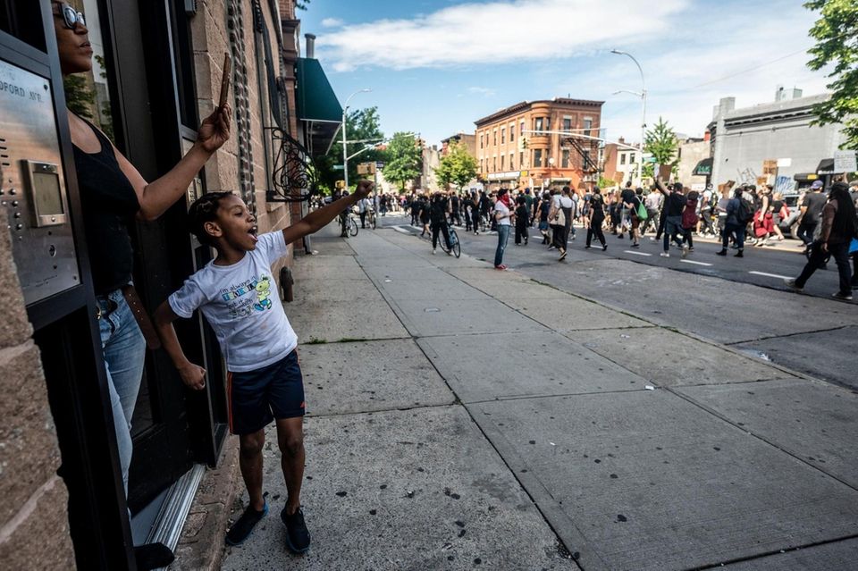 Protest along Bedford Ave. in Brooklyn to calling