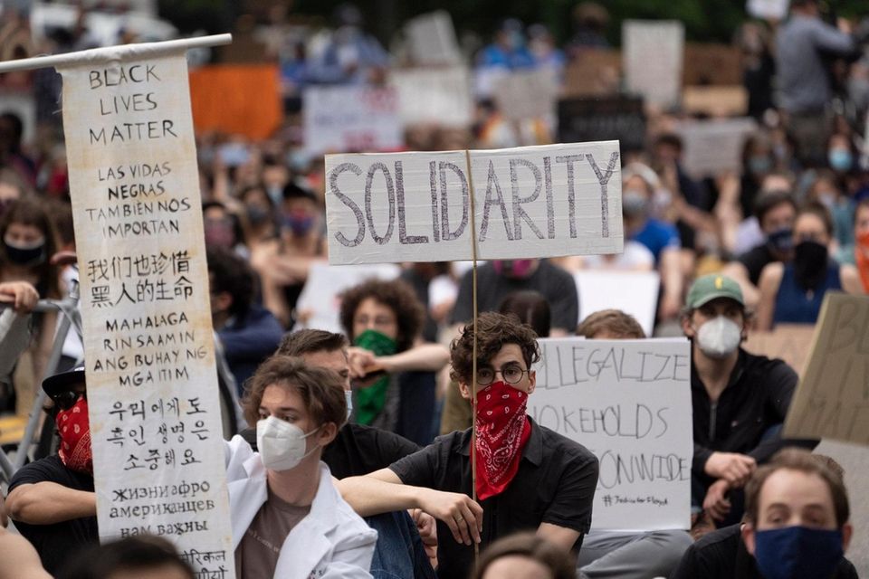 Demonstrators demanding justice for George Floyd and other