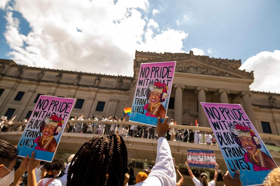 Participants rally at Brooklyn Liberation, an action for