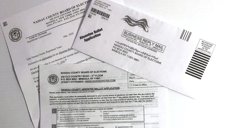 An application for an absentee ballot for Nassau