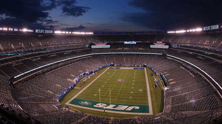 A general view during a severe weather delay