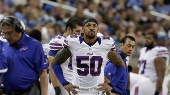 Buffalo Bills linebacker Nick Barnett (50) stands on