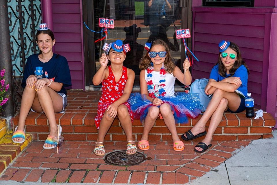Mikayla Reyes, 11, from Port Jefferson Station, left,