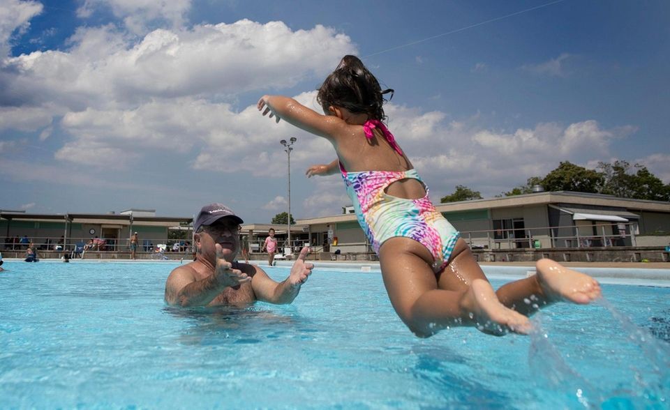Jimmy Caruso, of Seaford, plays in the pool