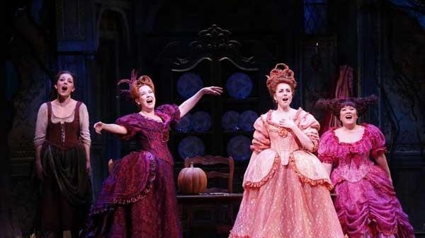 Laura Osnes as Cinderella; Harriet Harris (stepmother) and