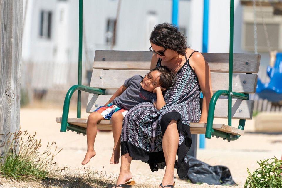Taha Medina and her son Jude, 4, from