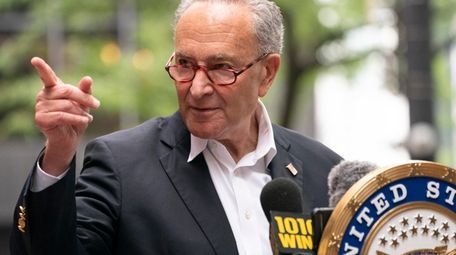 Sen. Chuck Schumer holds a news conference Sunday