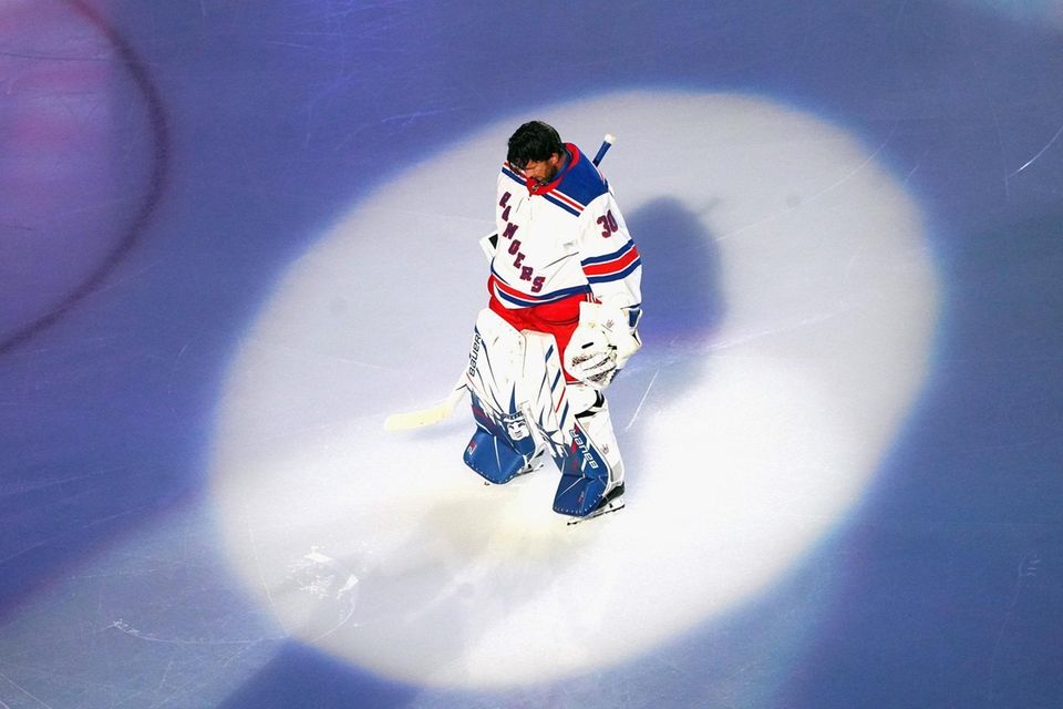 Rangers goalie Henrik Lundqvist prepares to start against