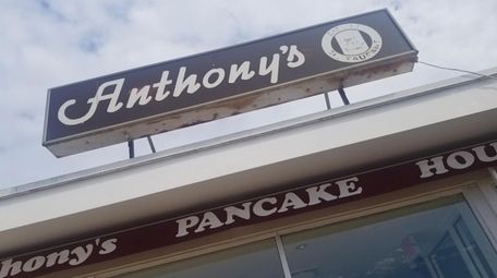 The sign over the entranceway to Anthony's Pancake