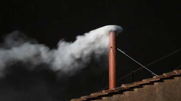 hite smoke is seen from the roof of