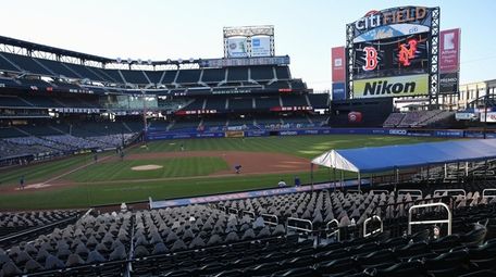 Empty stands are seen at Citi Field before