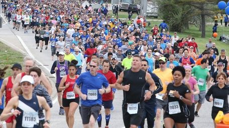 Participants run during the Long Island Marathon in