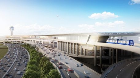 Rendering of the proposed AirTrain LGA system, a