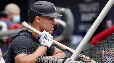 The Yankees' Aaron Judge waits for his turn