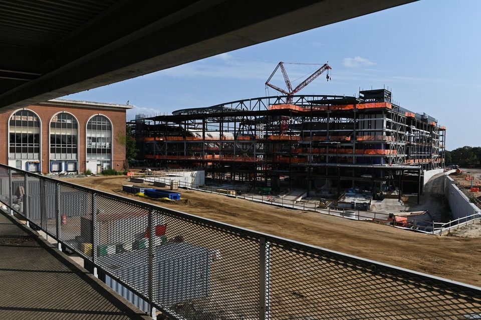 The Belmont Arena, currently under construction, on the