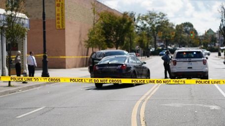 Hempstead police at the scene of a collision