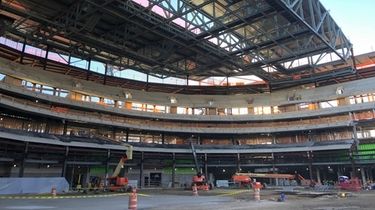 Construction on the new Belmont Arena as seen