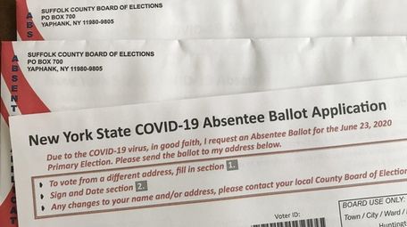 An application for a 2020 absentee ballot for