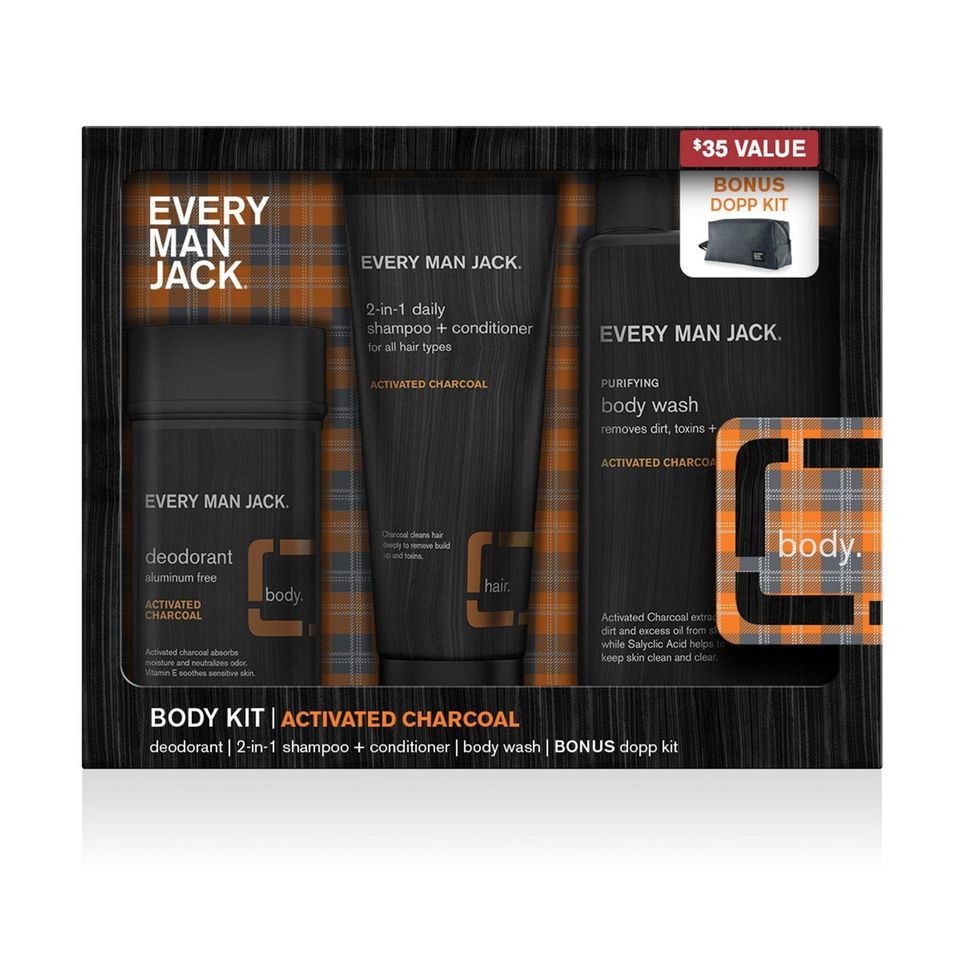 Feel refreshed with this charcoal cleansing body kit.