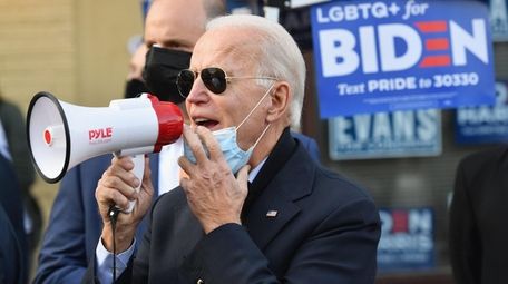 Democratic presidential candidate Joe Biden speaks to supporters