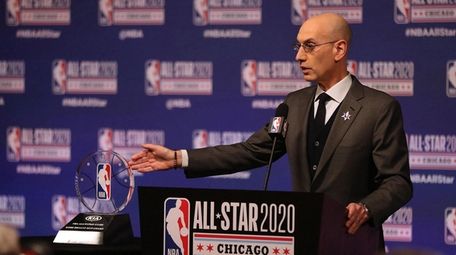 NBA Commissioner Adam Silver talks during events at