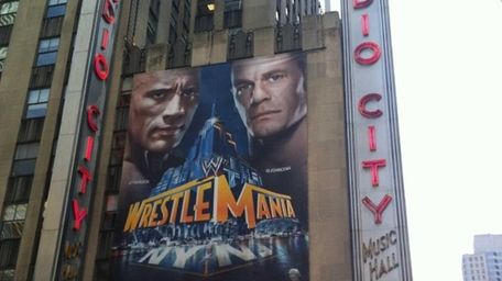 A banner at Radio City Music Hall promotes