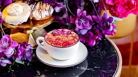 The East Rock Pink espresso topped with roses