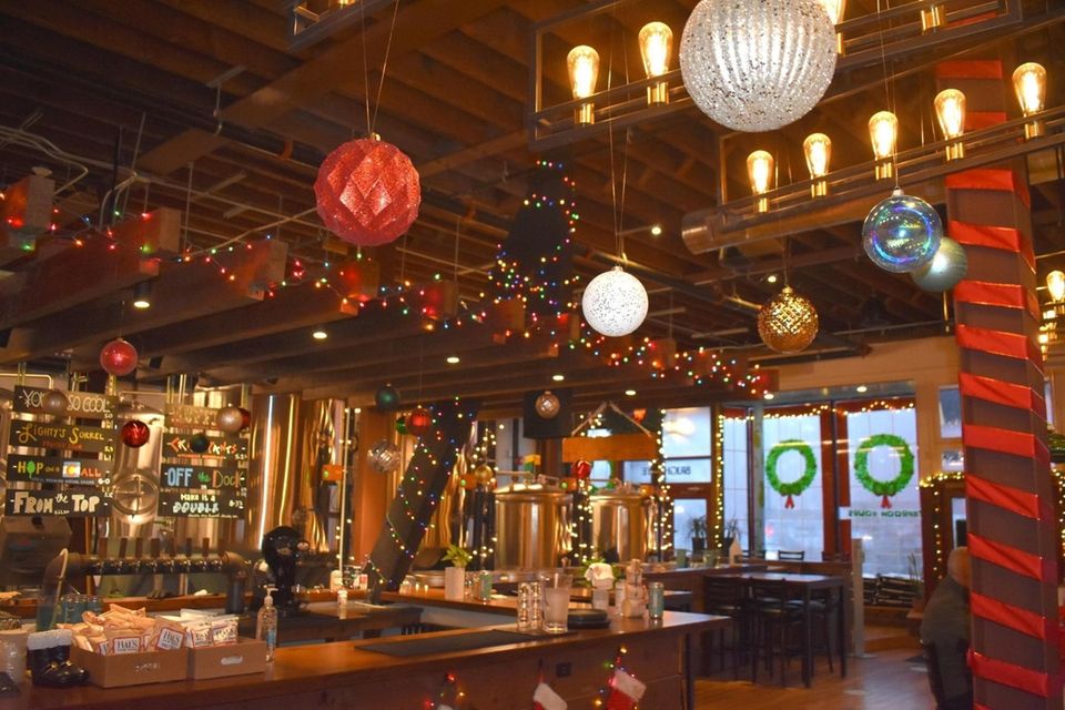 Holiday decorations at Bright Eye Beer Co. in