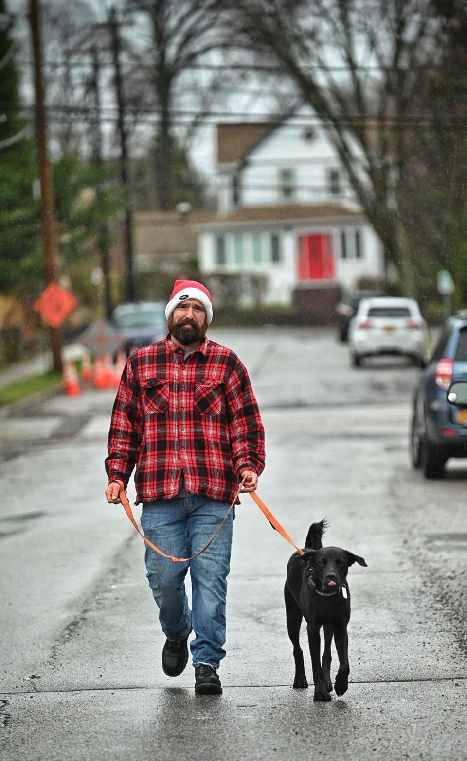Jim Piszczatowski and his dog, Seaver Shea, go