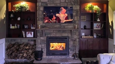 This high-efficiency wood fireplace in a home in