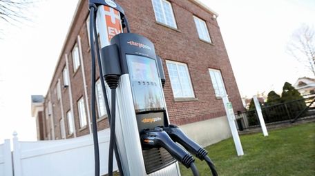 The electric vehicle charging station installed behind Smithtown