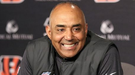 Marvin Lewis attends a news conference after an